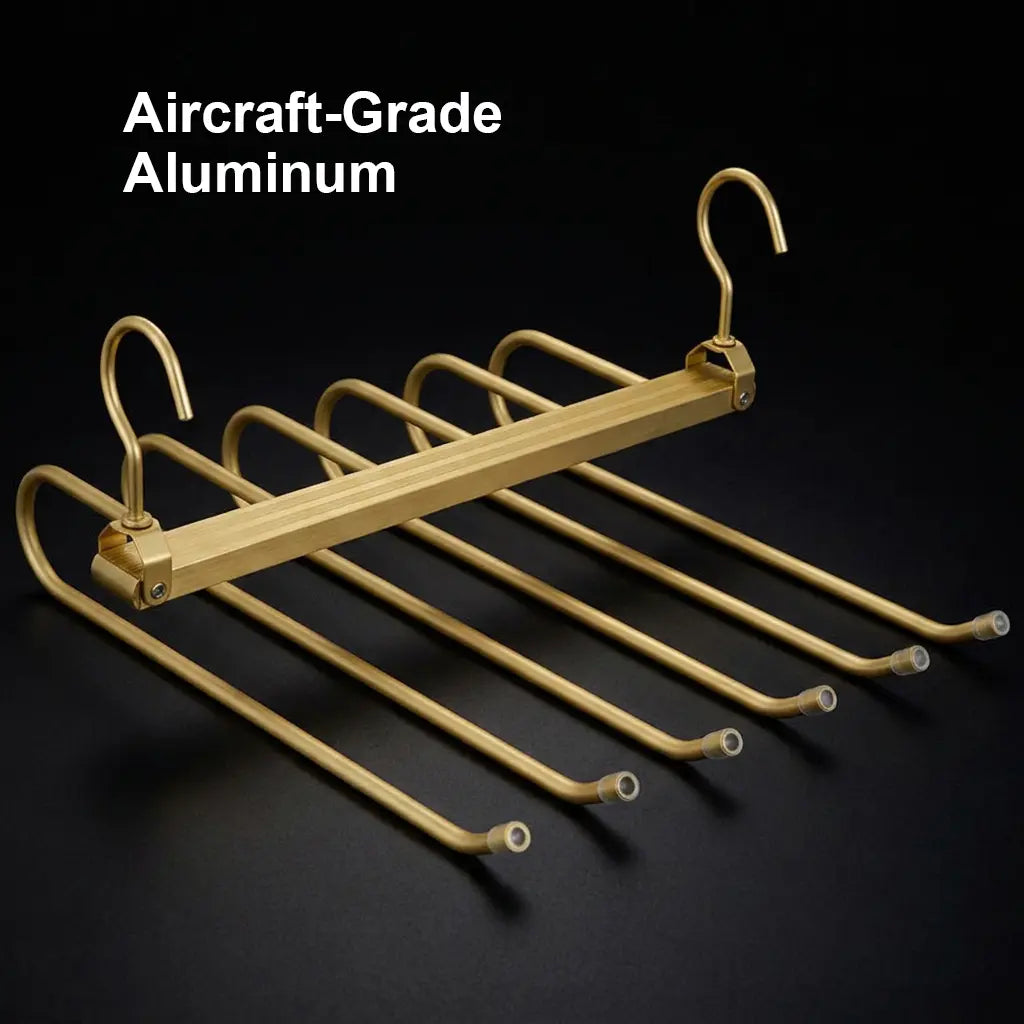 Aircraft-Grade Aluminum Pants Hangers,Golden Metal Alloy Hangers Closet Organizer,Sturdy Space-Saving Clothes Pants Hangers, Closet Organizers for Pants Jeans Skirts Scarf Legging
