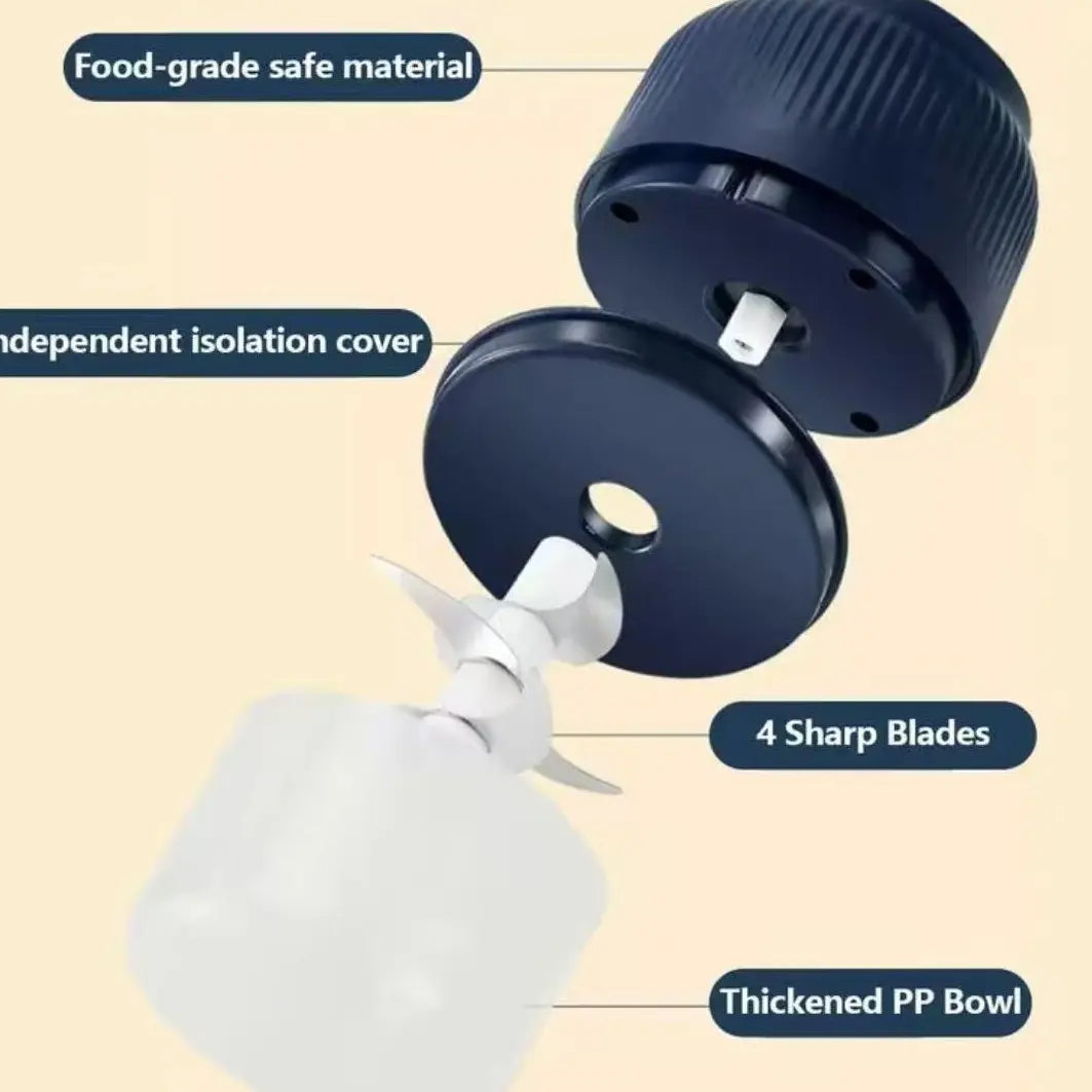 Electric Food Shredder USB Rechargeable Meat Grinder Wireless Garlic Puree Maker Portable Kitchen Vegetable Chopper for Onion Ginger Chili