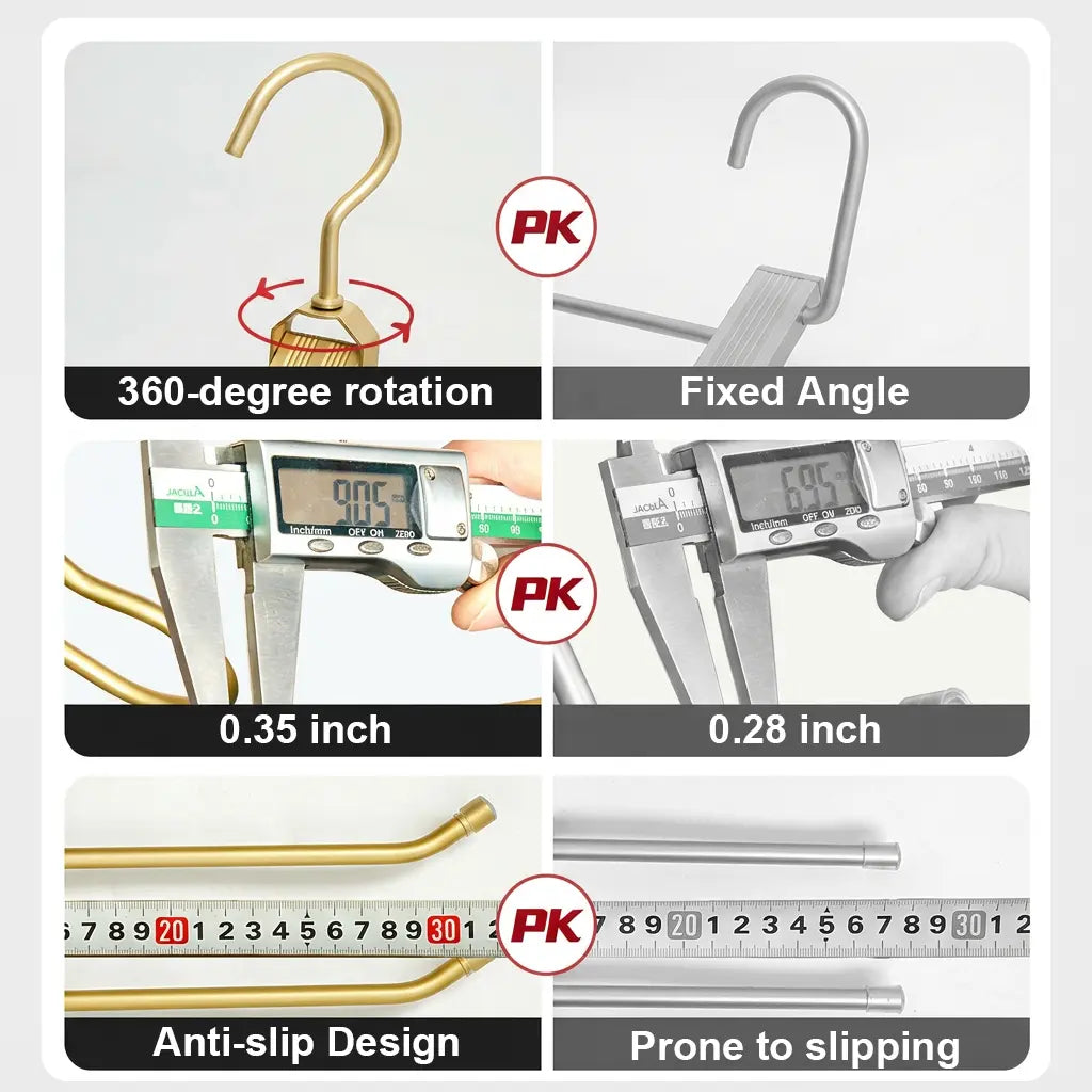 Aircraft-Grade Aluminum Pants Hangers,Golden Metal Alloy Hangers Closet Organizer,Sturdy Space-Saving Clothes Pants Hangers, Closet Organizers for Pants Jeans Skirts Scarf Legging