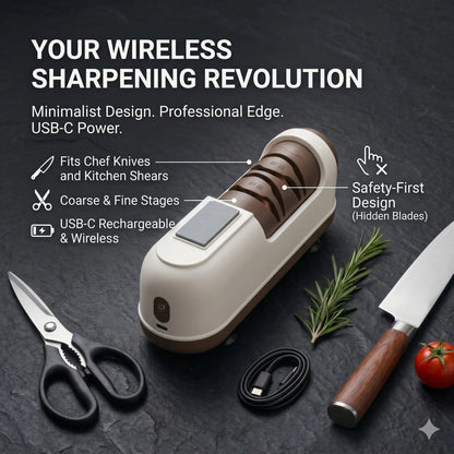 [Blunt Knife Opponent]Electric Knife Sharpener , Portable Rapid Knife Sharpener & Kitchen Knife Sharpener (With Suction Base) | for Knives, Scissors, Cleavers & Outdoor Tools | Sharpener (Non-Slip) -Kitchen Gadgets， Kitchen Essentials