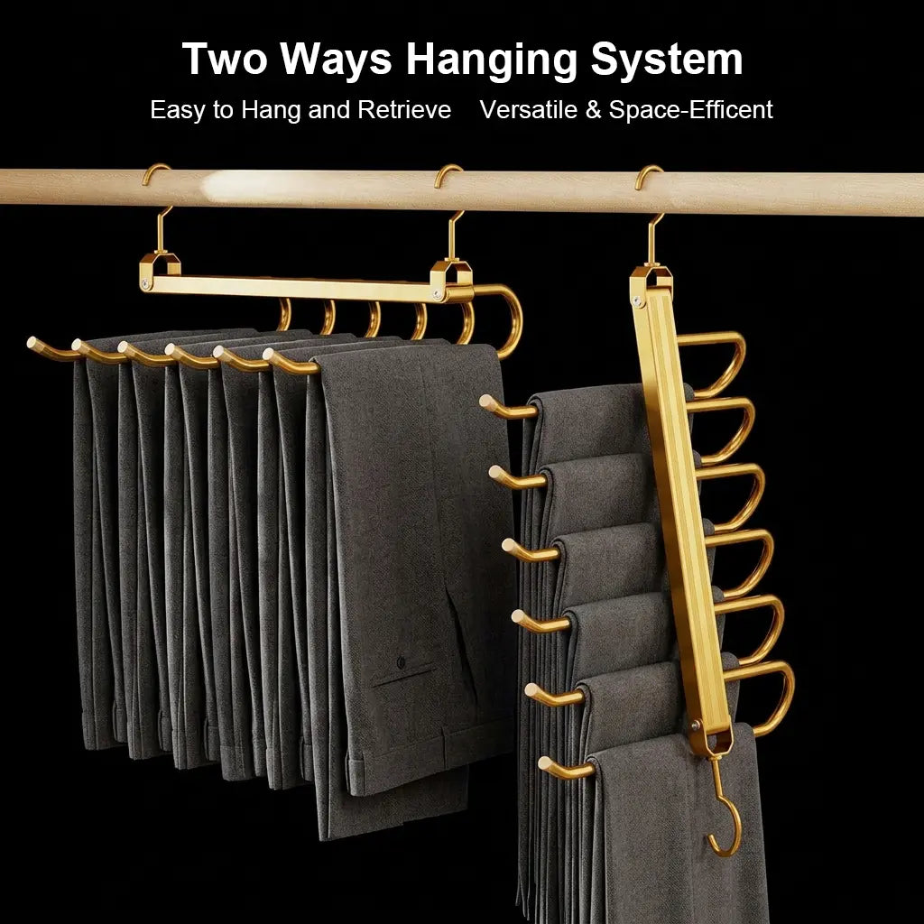 Aircraft-Grade Aluminum Pants Hangers,Golden Metal Alloy Hangers Closet Organizer,Sturdy Space-Saving Clothes Pants Hangers, Closet Organizers for Pants Jeans Skirts Scarf Legging