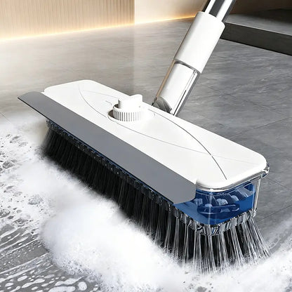 Durable Heavy Duty Liquid Dispensing Floor Scrub Brush Tool - Long Extendable Handle, Press-To-Release Soap, Hard Bristles, Built-In Tank, Pink Broom & Dustpan Set, Multipurpose Cleaning Tool for Bathroom, Kitchen Floors