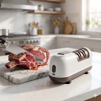 [Blunt Knife Opponent]Electric Knife Sharpener , Portable Rapid Knife Sharpener & Kitchen Knife Sharpener (With Suction Base) | for Knives, Scissors, Cleavers & Outdoor Tools | Sharpener (Non-Slip) -Kitchen Gadgets， Kitchen Essentials