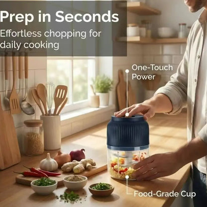 Electric Food Shredder USB Rechargeable Meat Grinder Wireless Garlic Puree Maker Portable Kitchen Vegetable Chopper for Onion Ginger Chili