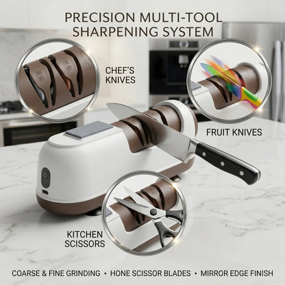 [Blunt Knife Opponent]Electric Knife Sharpener , Portable Rapid Knife Sharpener & Kitchen Knife Sharpener (With Suction Base) | for Knives, Scissors, Cleavers & Outdoor Tools | Sharpener (Non-Slip) -Kitchen Gadgets， Kitchen Essentials