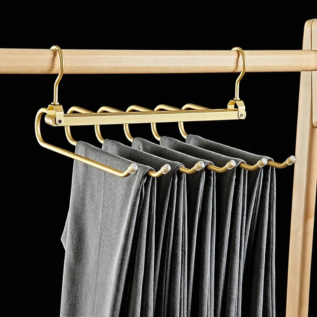 Aircraft-Grade Aluminum Pants Hangers,Golden Metal Alloy Hangers Closet Organizer,Sturdy Space-Saving Clothes Pants Hangers, Closet Organizers for Pants Jeans Skirts Scarf Legging