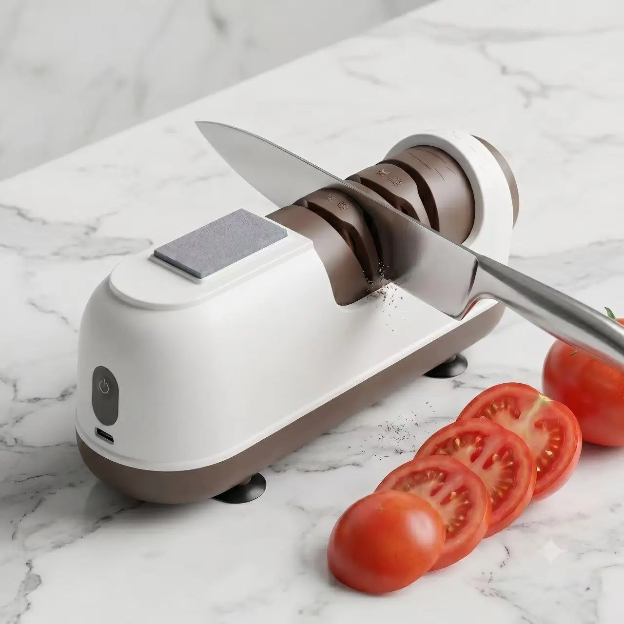 [Blunt Knife Opponent]Electric Knife Sharpener , Portable Rapid Knife Sharpener & Kitchen Knife Sharpener (With Suction Base) | for Knives, Scissors, Cleavers & Outdoor Tools | Sharpener (Non-Slip) -Kitchen Gadgets， Kitchen Essentials